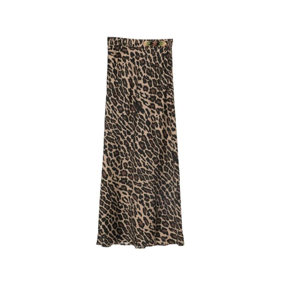 Bazar Deluxe Women's Leopard Print Midi Skirt
